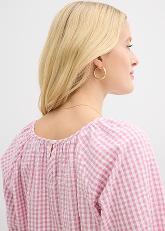 Blouse van katoen met korte mouwen • mauve-wit • bonprix online shop