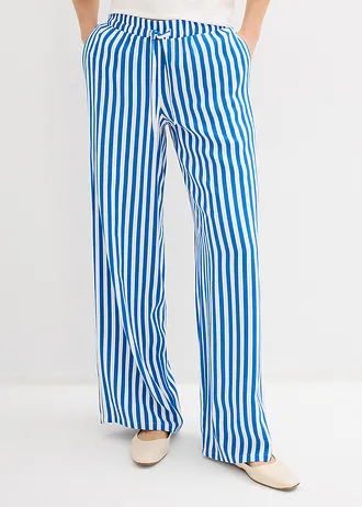 Pantalon large à pinces, fluide • bleu arctique-blanc • Boutique bonprix