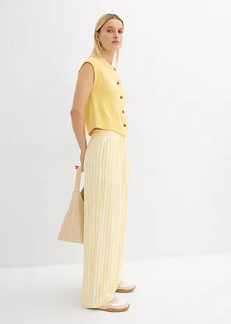 Pantalon large à pinces, fluide • jaune clair-blanc • Boutique bonprix