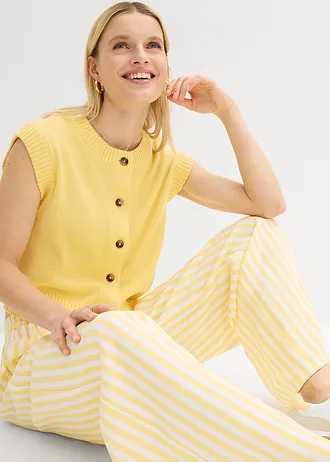 Pantalon large à pinces, fluide • jaune clair-blanc • Boutique bonprix