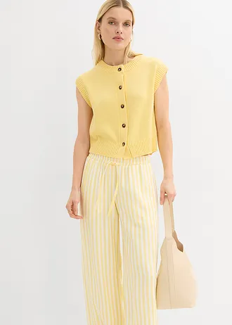 Pantalon large à pinces, fluide • jaune clair-blanc • Boutique bonprix