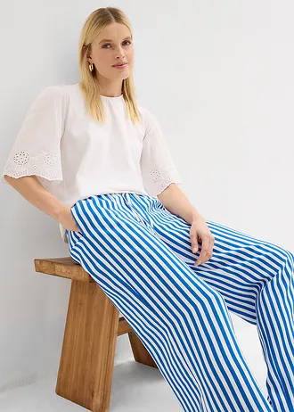 Marlene Dietrich broek van soepelvallende viscosemix • arctisch blauw-wit • bonprix online shop