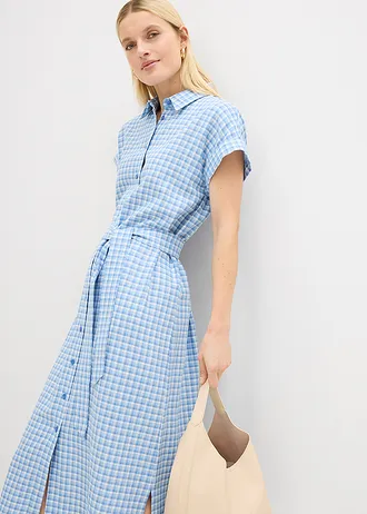 Overhemdjurk van een linnenmix • arctisch blauw-lichtblauw-wit • bonprix online shop