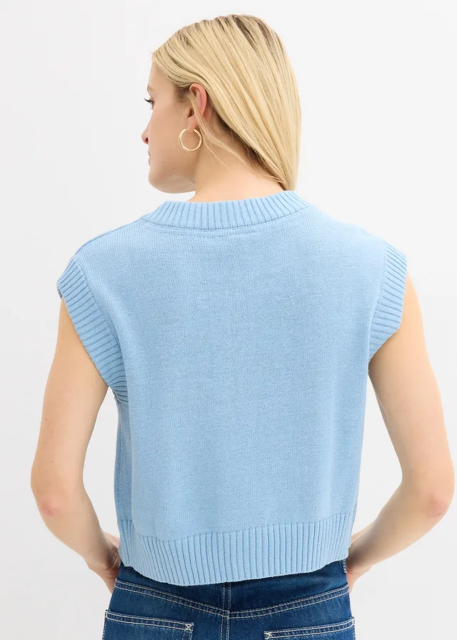 Gilet sans manches en maille, Couleur: bleu clair