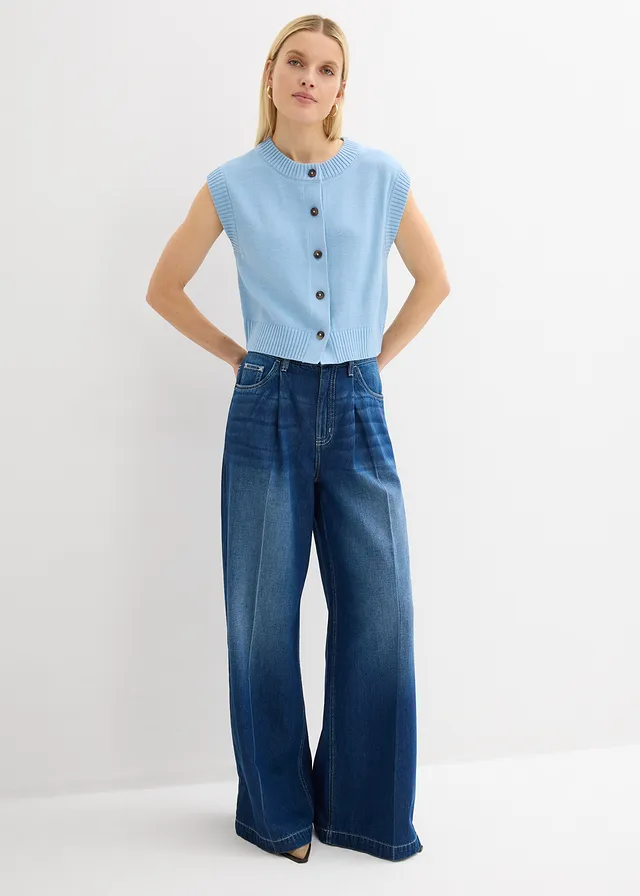 Gilet sans manches en maille, Couleur: bleu clair