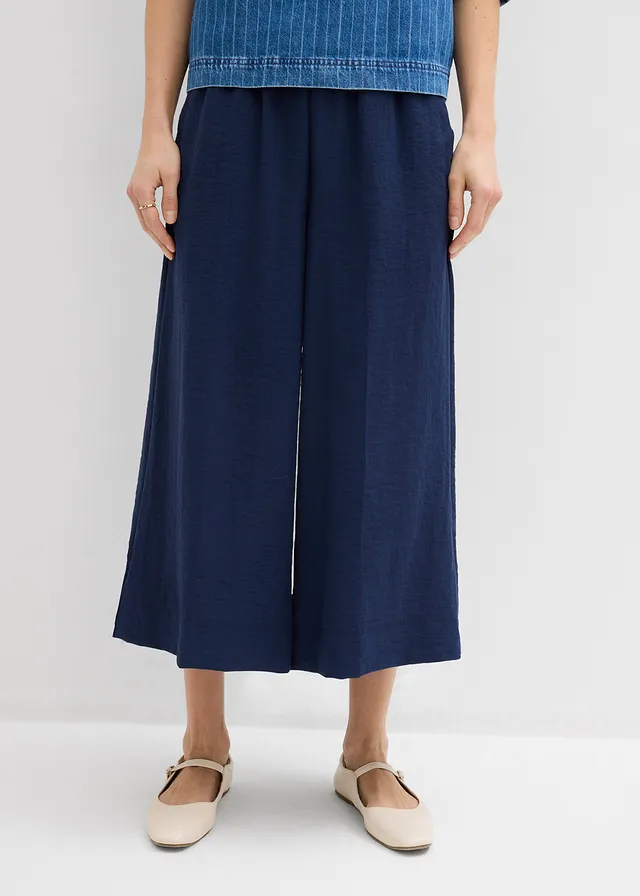 Pantaloni Culotte din amestec moale de viscoză • bleumarin • magazin bonprix