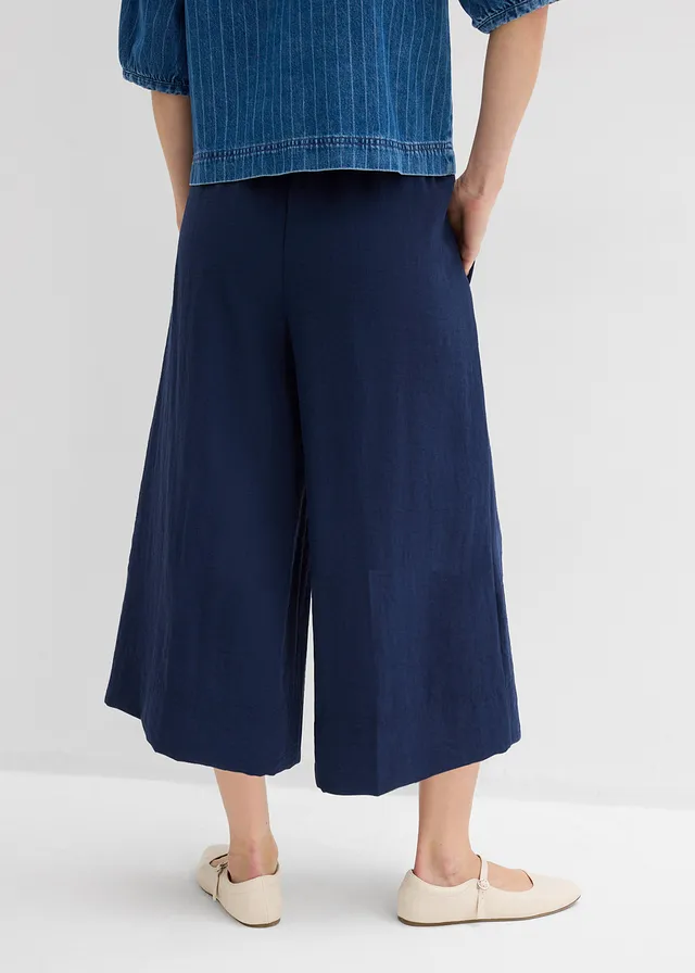 Pantaloni Culotte din amestec moale de viscoză • bleumarin • magazin bonprix