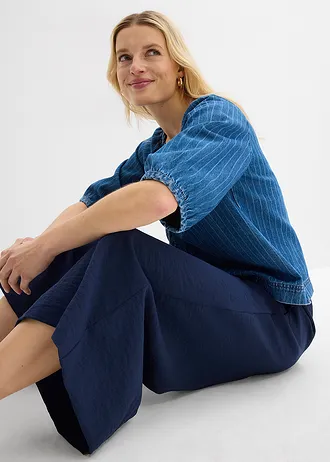 Culotte nohavice z jemného mixu viskózy • tmavomodrá • obchod bonprix