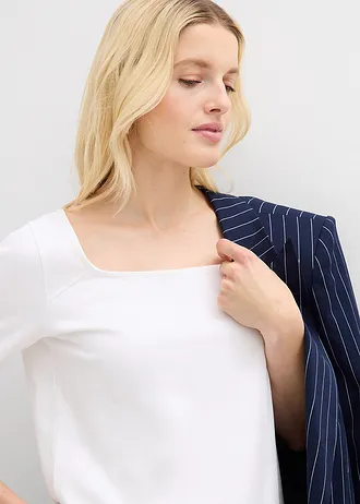 T-shirt z grubej bawełny organicznej • biały • sklep bonprix