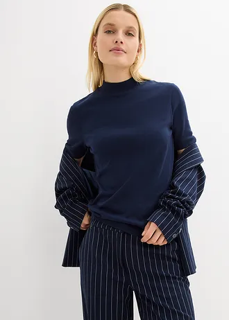 Bluză ripsată din bumbac 100% • bleumarin • magazin bonprix