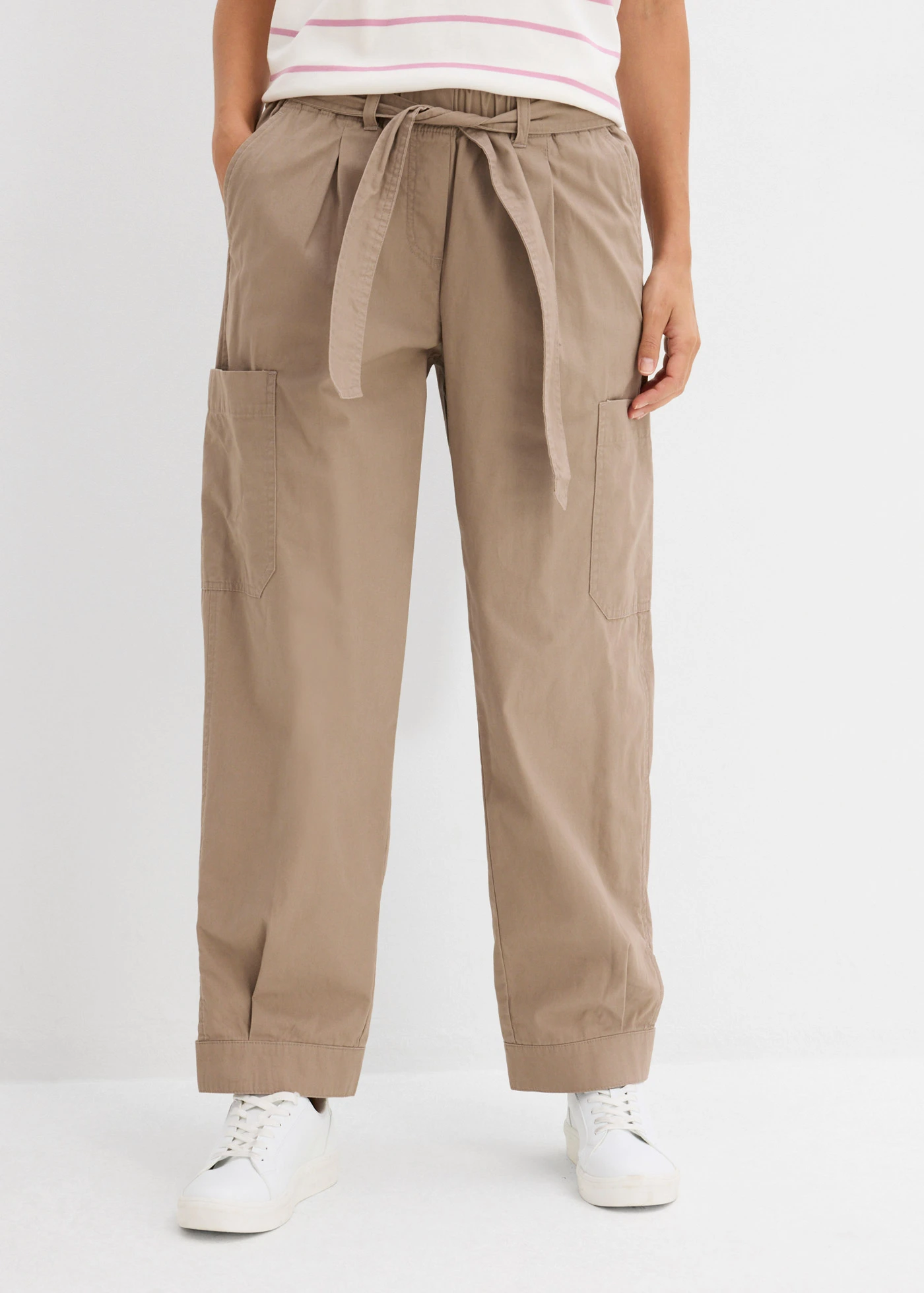 Cropped cargo broek • taupe • bonprix online shop
