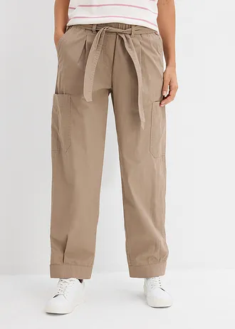 Cropped cargo broek, Kleur: taupe