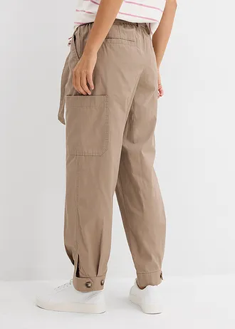 Cropped cargo broek, Kleur: taupe