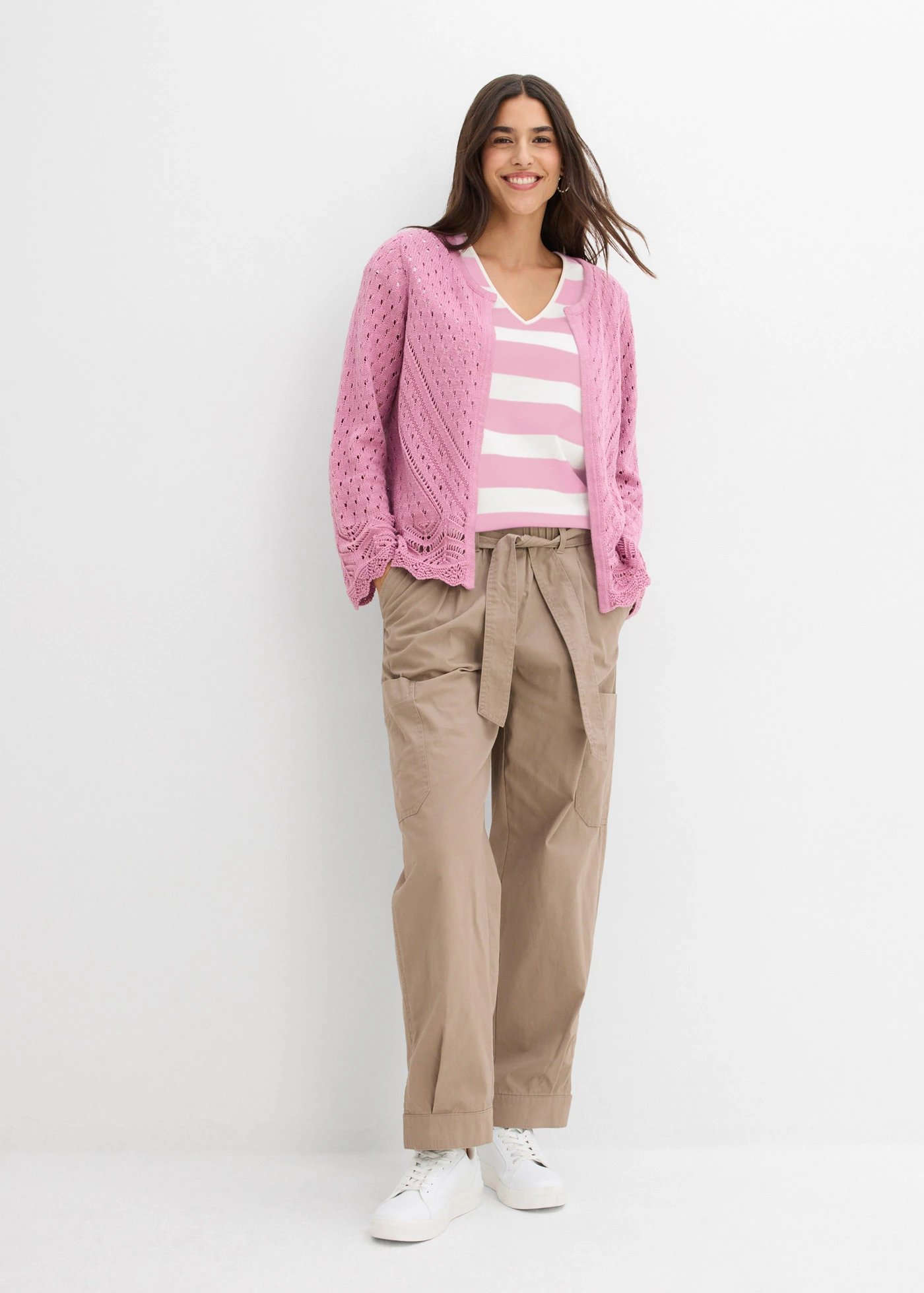 Cropped cargo broek • taupe • bonprix online shop