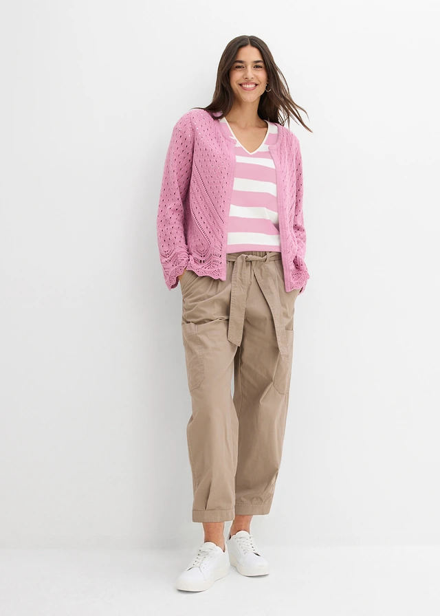 Cropped cargo broek, Kleur: taupe