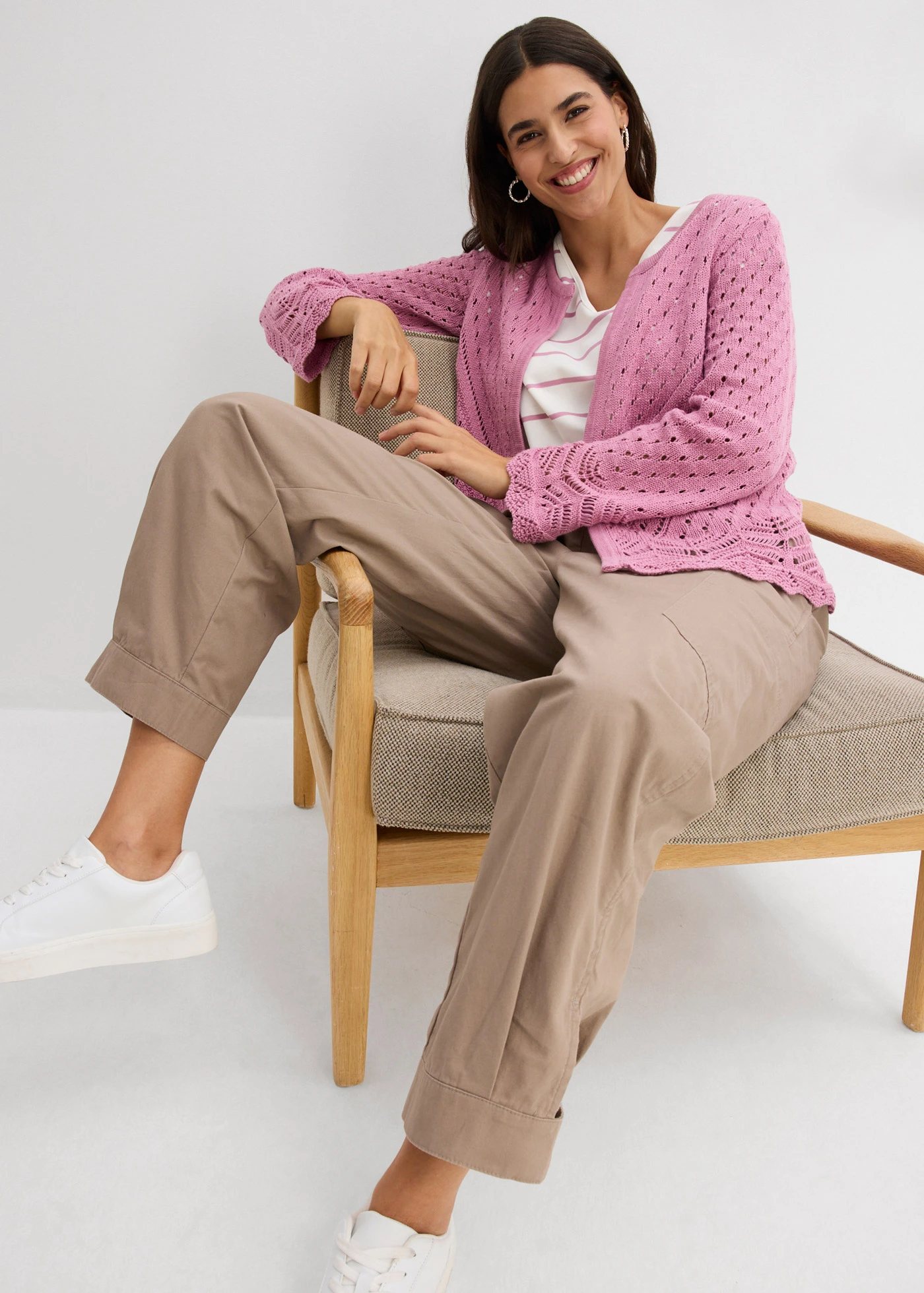 Cropped cargo broek • taupe • bonprix online shop