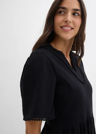 Sukienka T-shirtowa z czystej bawełny • czarny • sklep bonprix