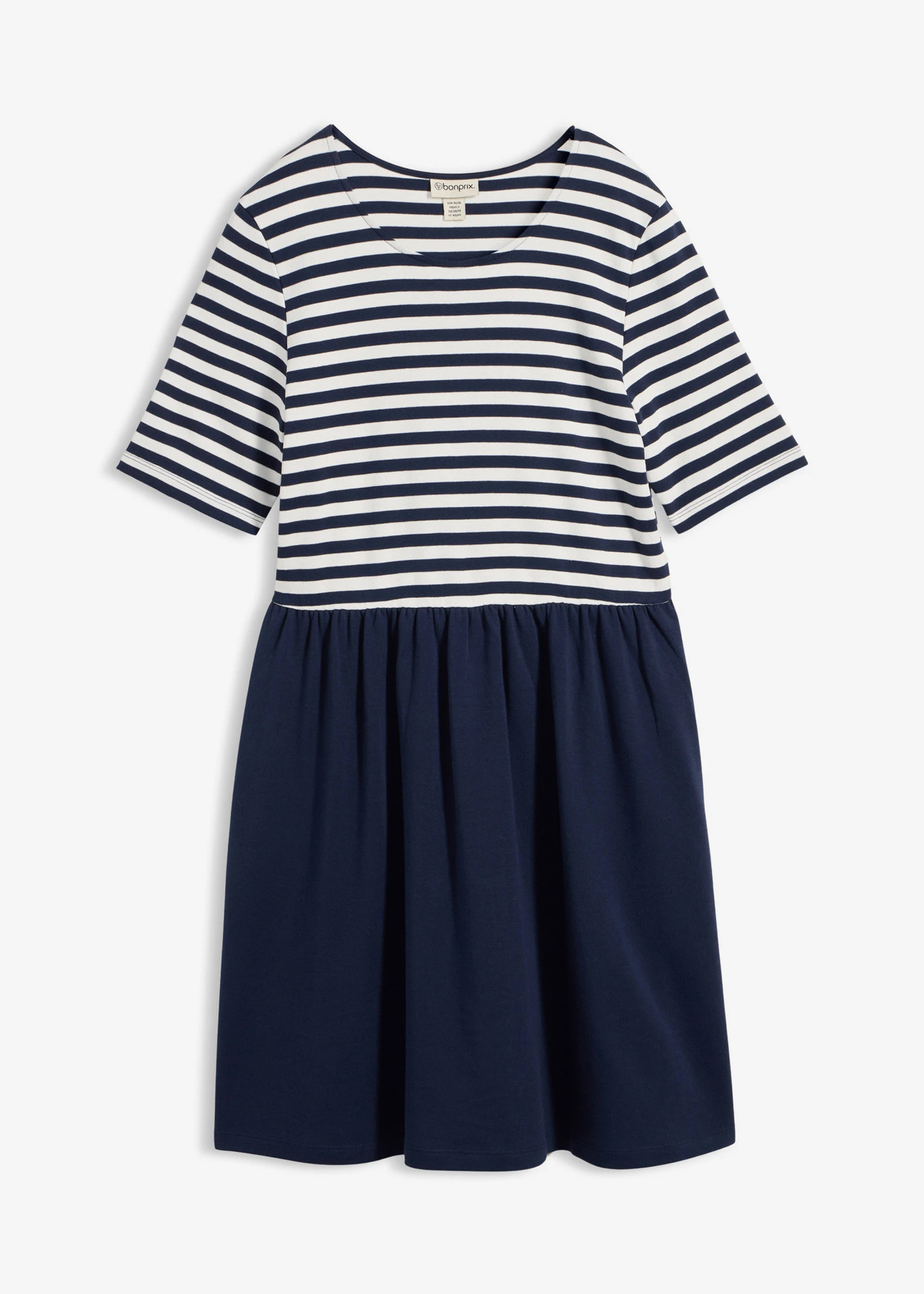 Úpletové šaty z čistej bavlny • tmavomodrá/biela vlna pásikovaná • obchod bonprix