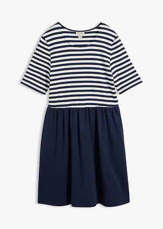 Shirtjurk van puur katoen, Kleur: donkerblauw/wolwit gestreept