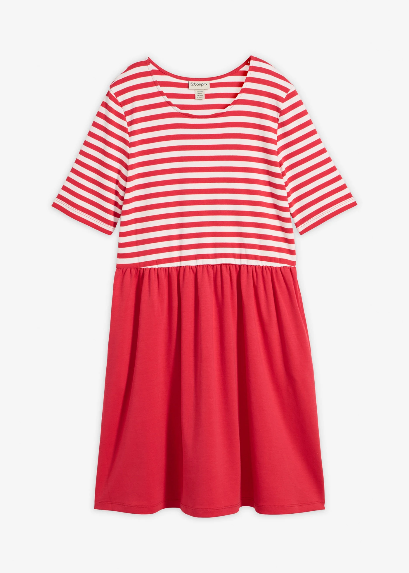 Robe en jersey 100% coton • rouge-écru rayé • Boutique bonprix