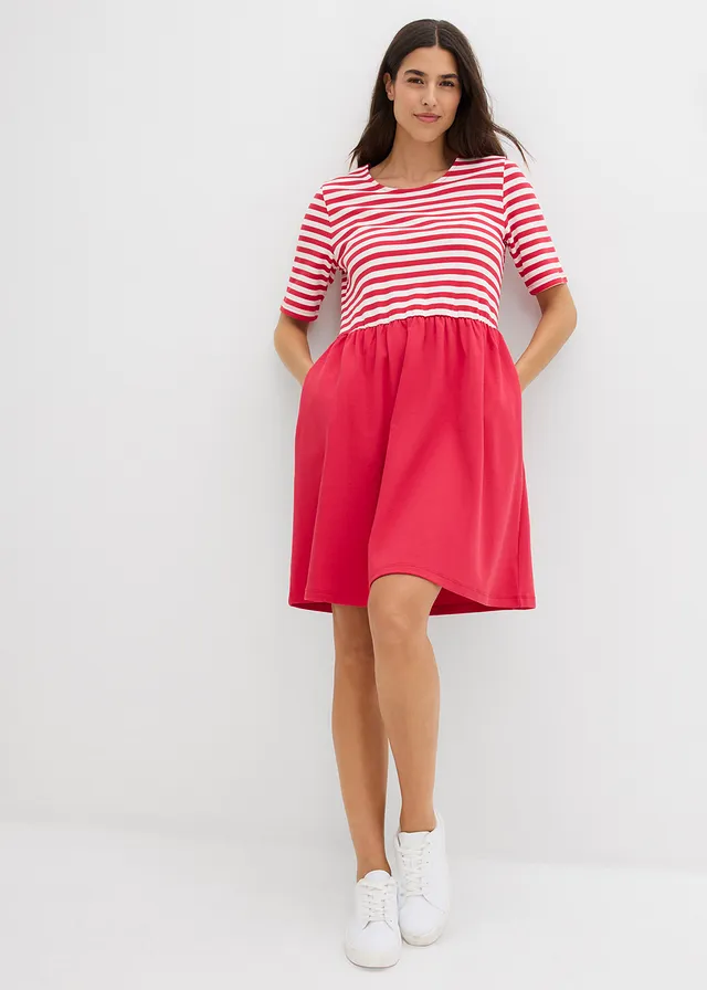Robe en jersey 100% coton • rouge-écru rayé • product-page.page-title-suffix