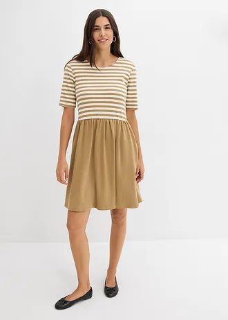 Shirtjurk van puur katoen • kakibruin-wolwit gestreept • bonprix online shop