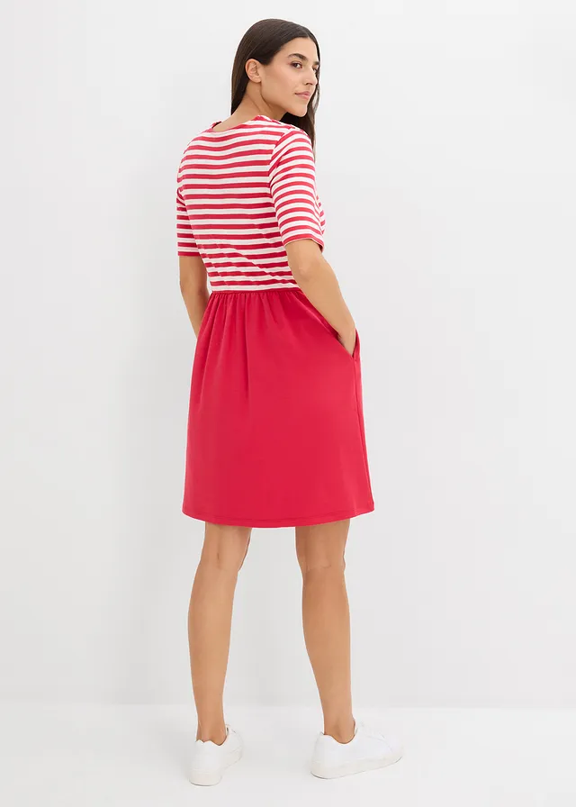 Robe en jersey 100% coton • rouge-écru rayé • product-page.page-title-suffix