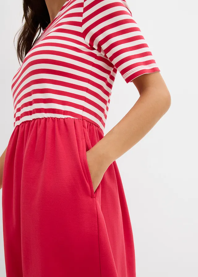 Robe en jersey 100% coton • rouge-écru rayé • product-page.page-title-suffix