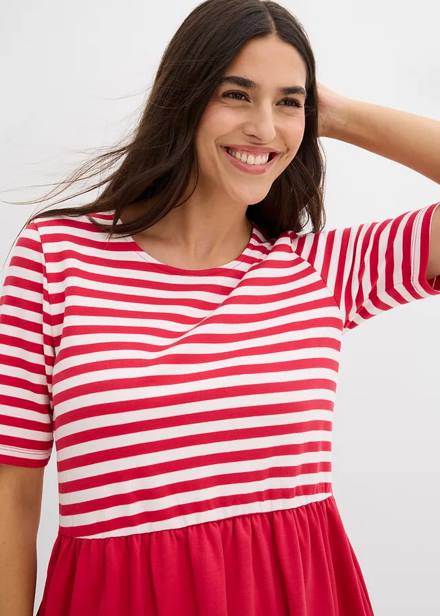 Robe en jersey 100% coton • rouge-écru rayé • product-page.page-title-suffix