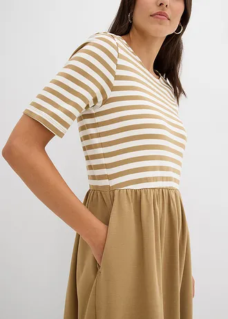 Shirtjurk van puur katoen • kakibruin-wolwit gestreept • bonprix online shop