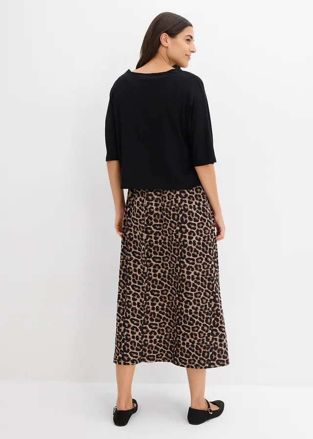 Rochie din tricot din bumbac 100% • negru leo • magazin bonprix