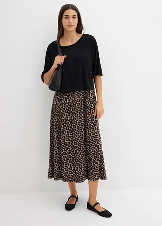 Rochie din tricot din bumbac 100%, culoare: negru leo