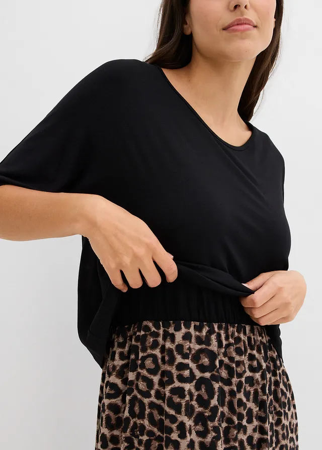 Úpletové šaty z čistej bavlny • čierna-leopard • obchod bonprix