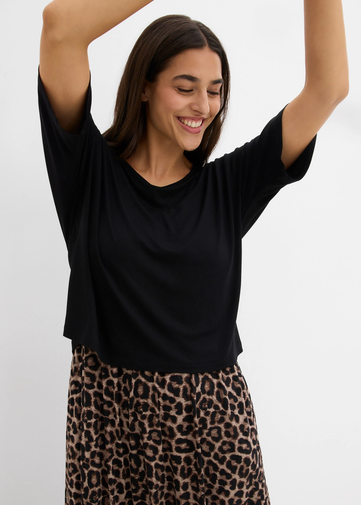 Rochie din tricot din bumbac 100% • negru leo • magazin bonprix