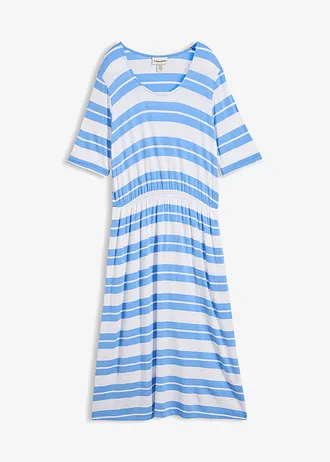 Robe en viscose extensible, Couleur: bleu moyen rayé