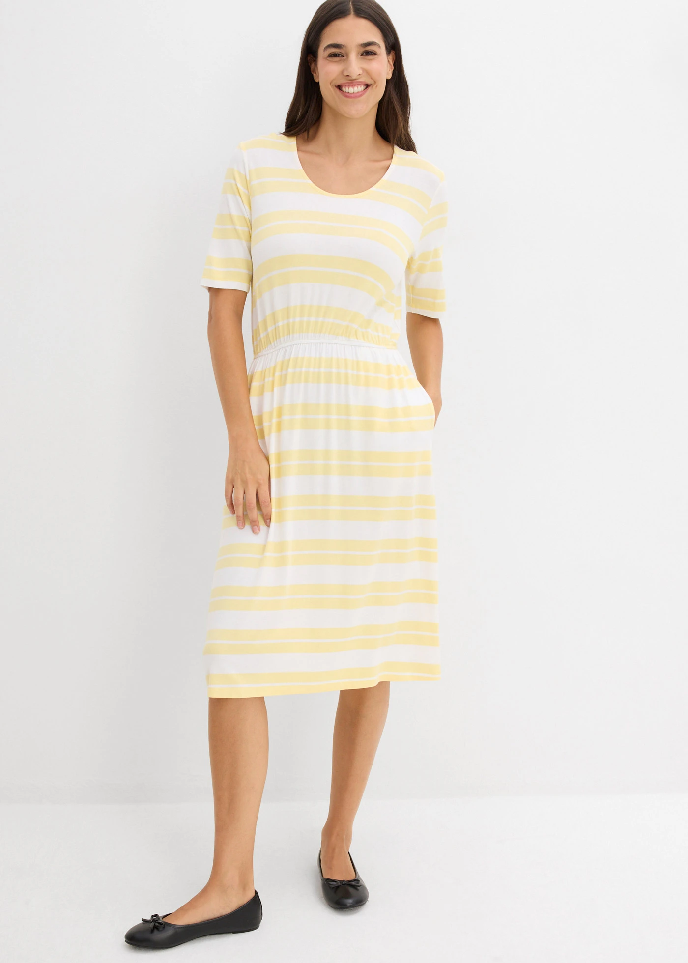 Shirtjurk van een viscosemix • lichtgeel gestreept • bonprix online shop