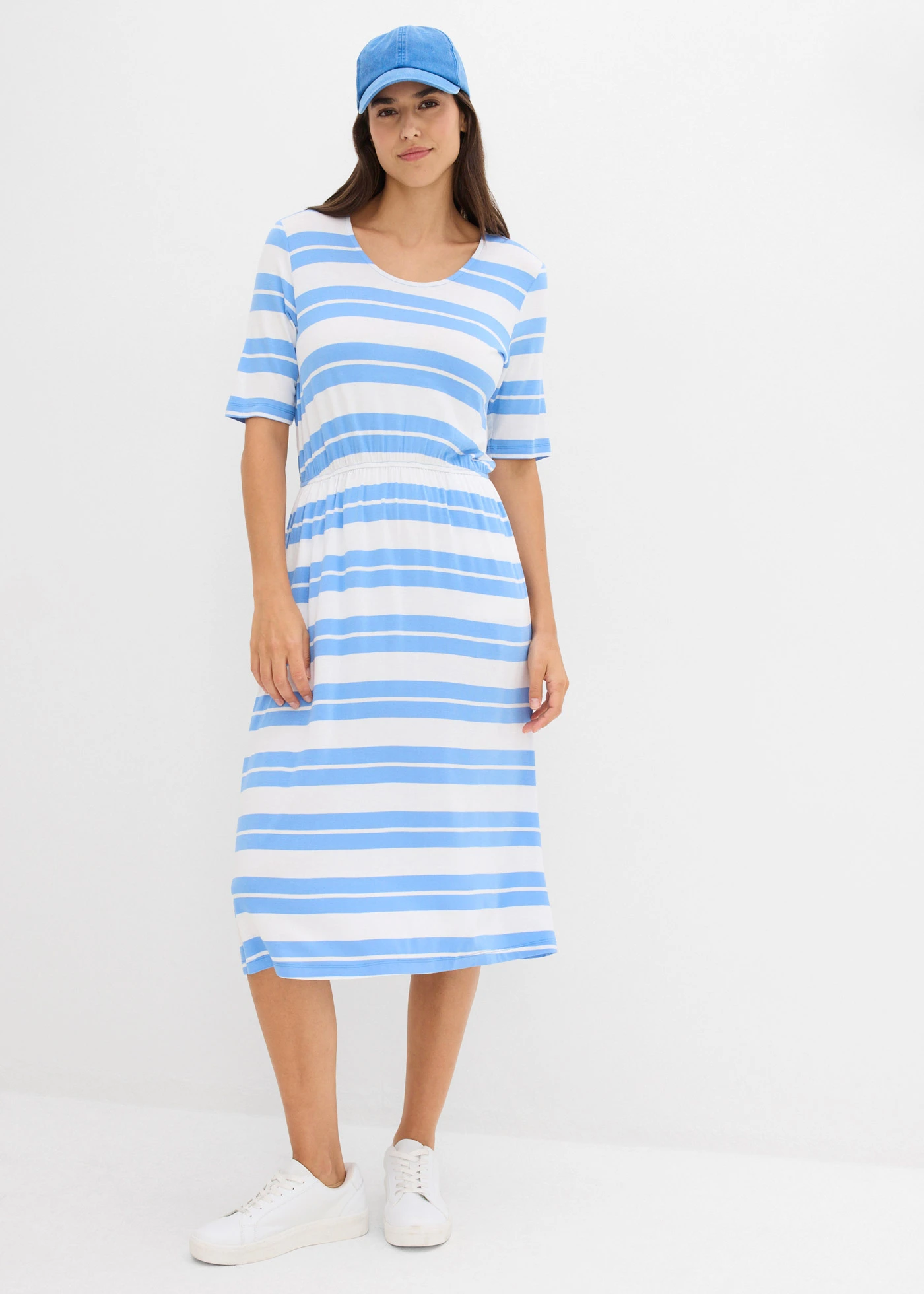 Shirtjurk van een viscosemix • middenblauw gestreept • bonprix online shop