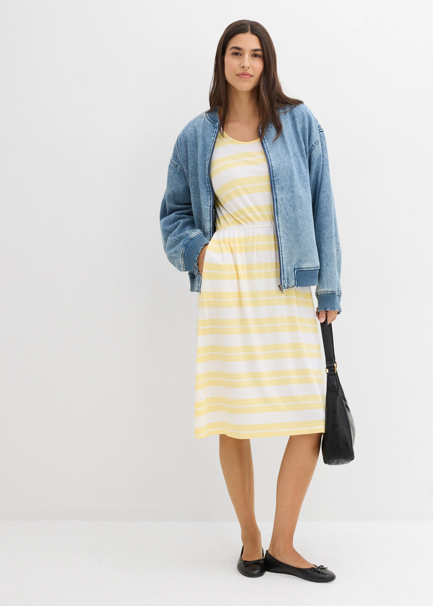 Shirtjurk van een viscosemix • lichtgeel gestreept • bonprix online shop