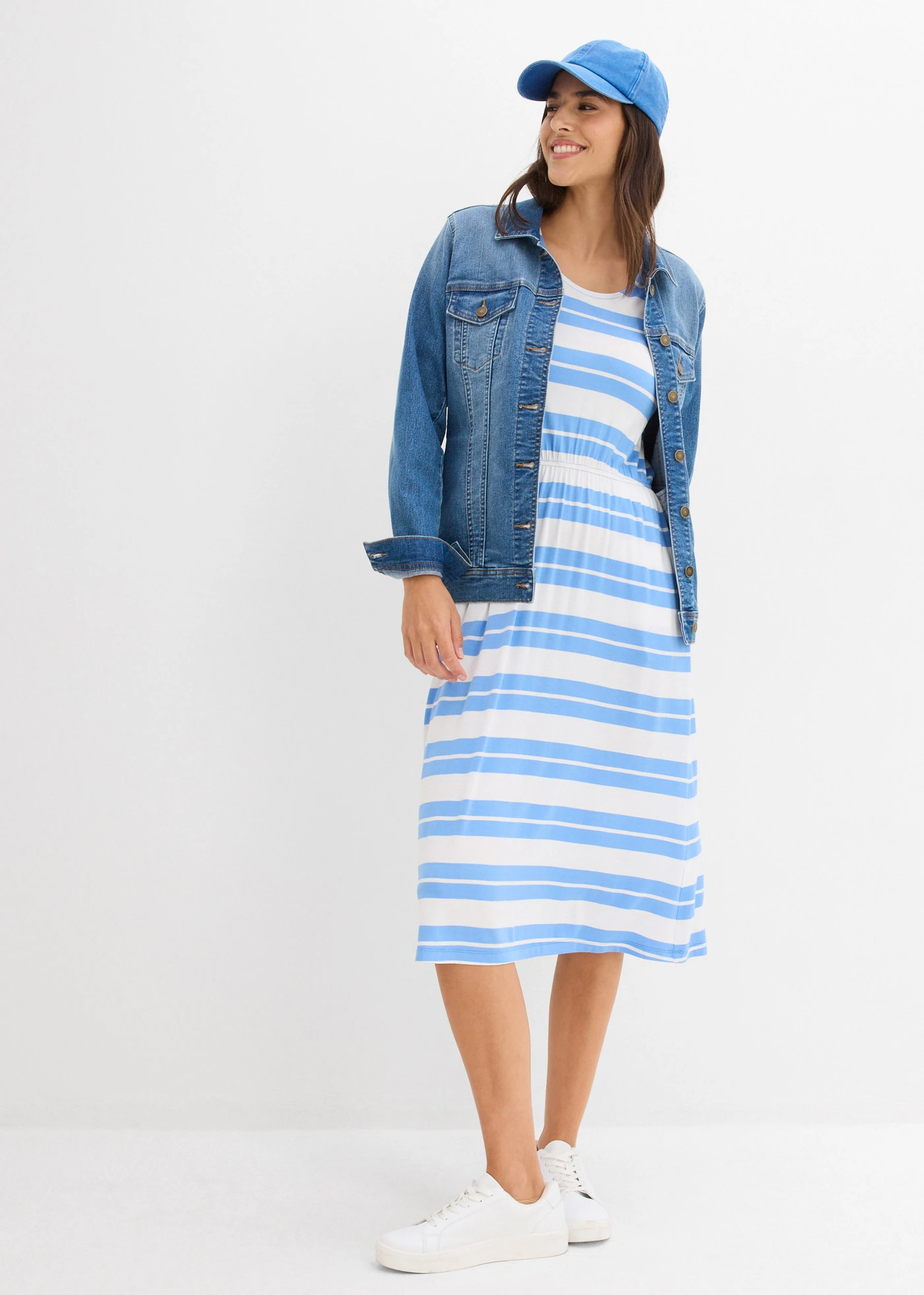 Shirtjurk van een viscosemix • middenblauw gestreept • bonprix online shop