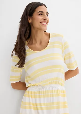 Shirtjurk van een viscosemix • lichtgeel gestreept • bonprix online shop