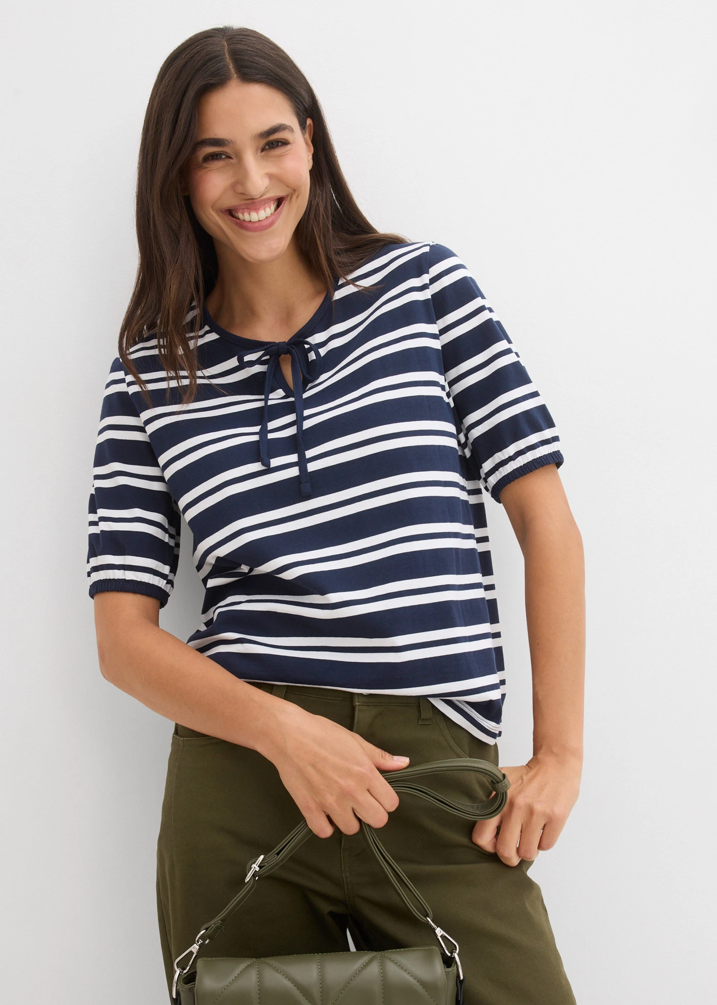 Pantaloni în stil barrel cu talie confortabilă • oliv închis • magazin bonprix