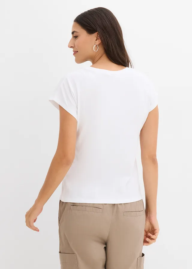 T-shirt van puur katoen, Kleur: wit