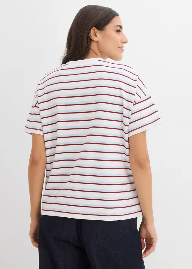 T-shirt 100% coton • blanc-bleu poudré-rouge rubis • product-page.page-title-suffix