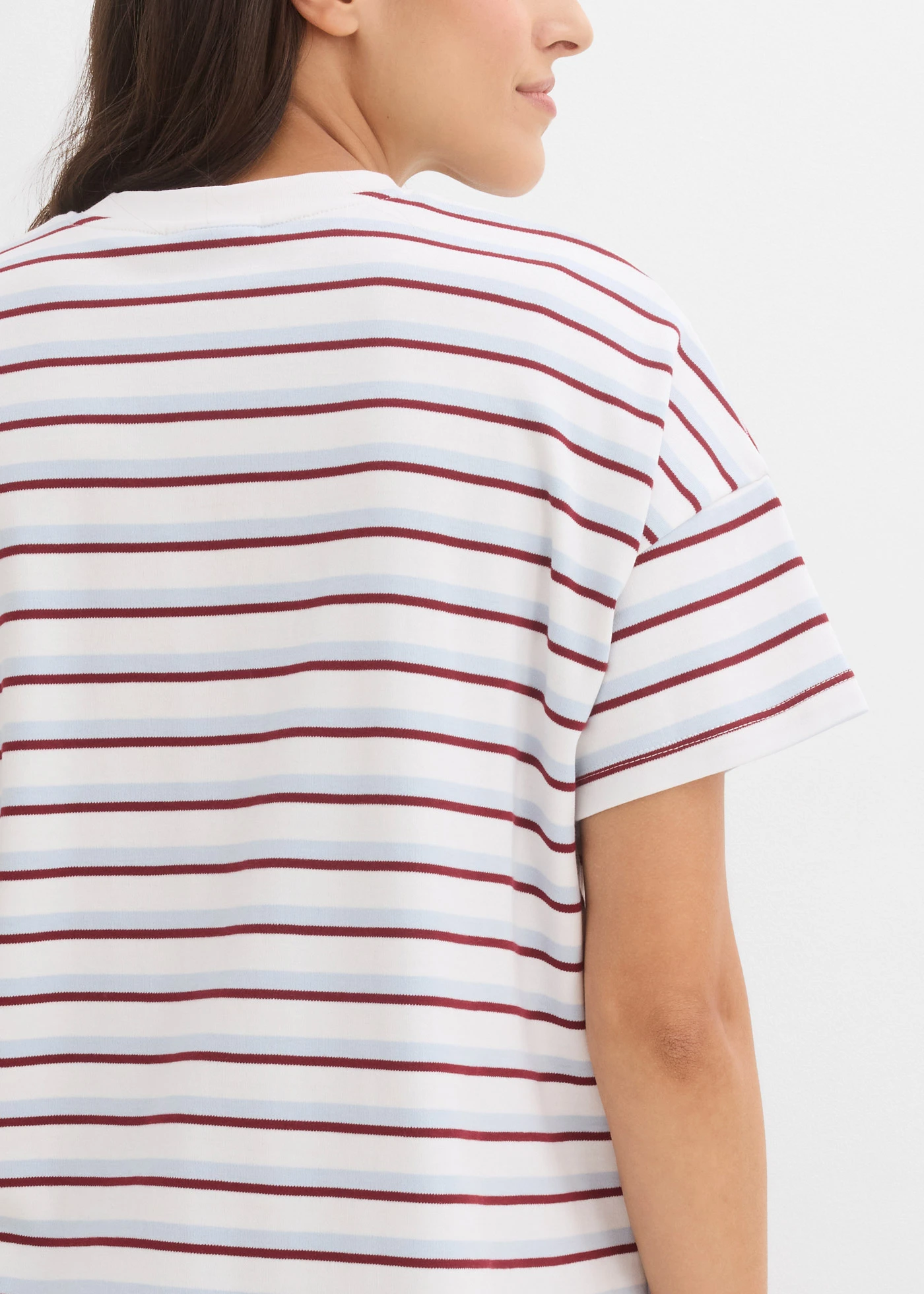 Tricou din bumbac organic 100% • alb-albastru pudrat-roșu rubiniu • magazin bonprix