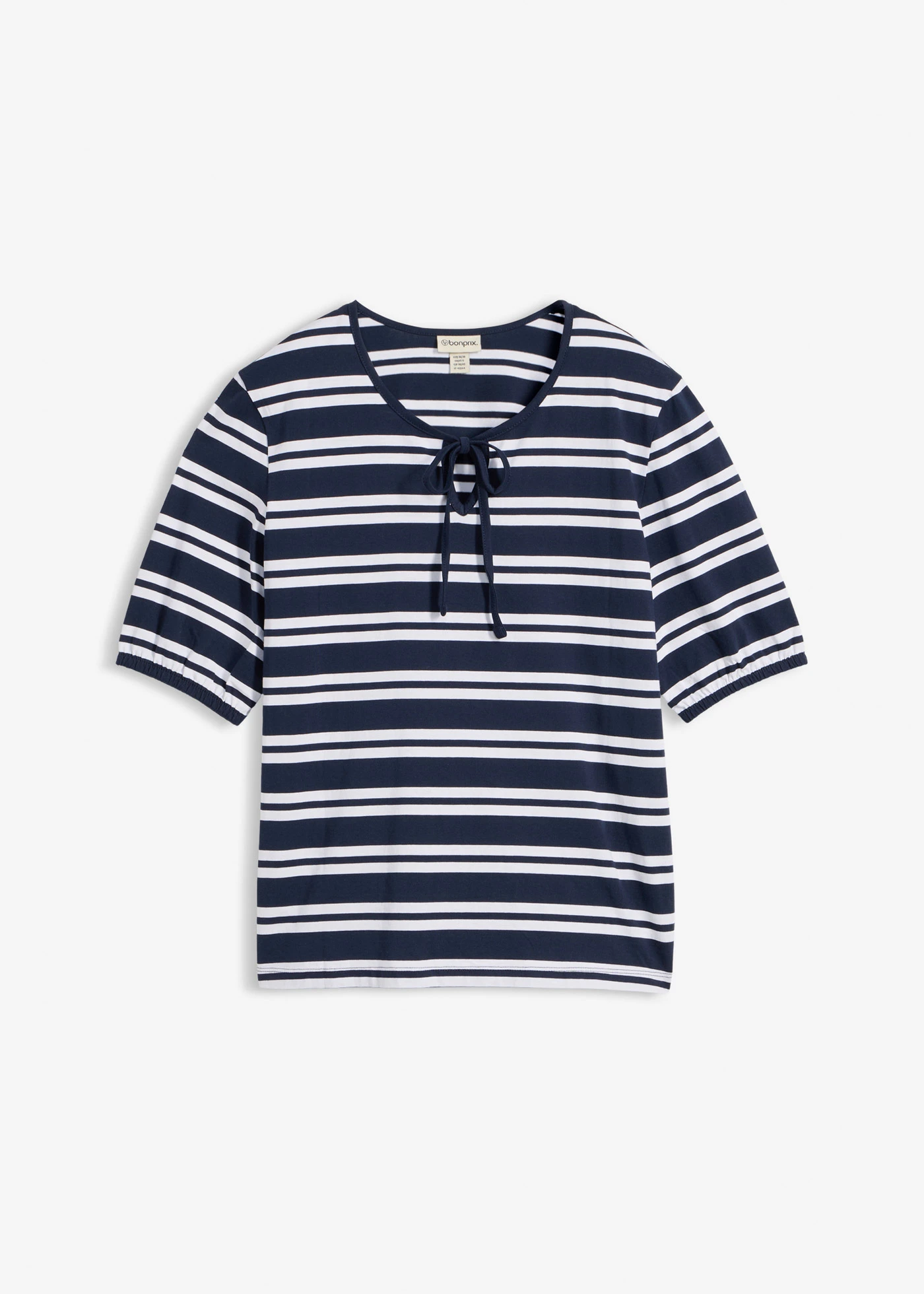 T-shirt z czystej bawełny organicznej • granatowo-biały w paski • sklep bonprix