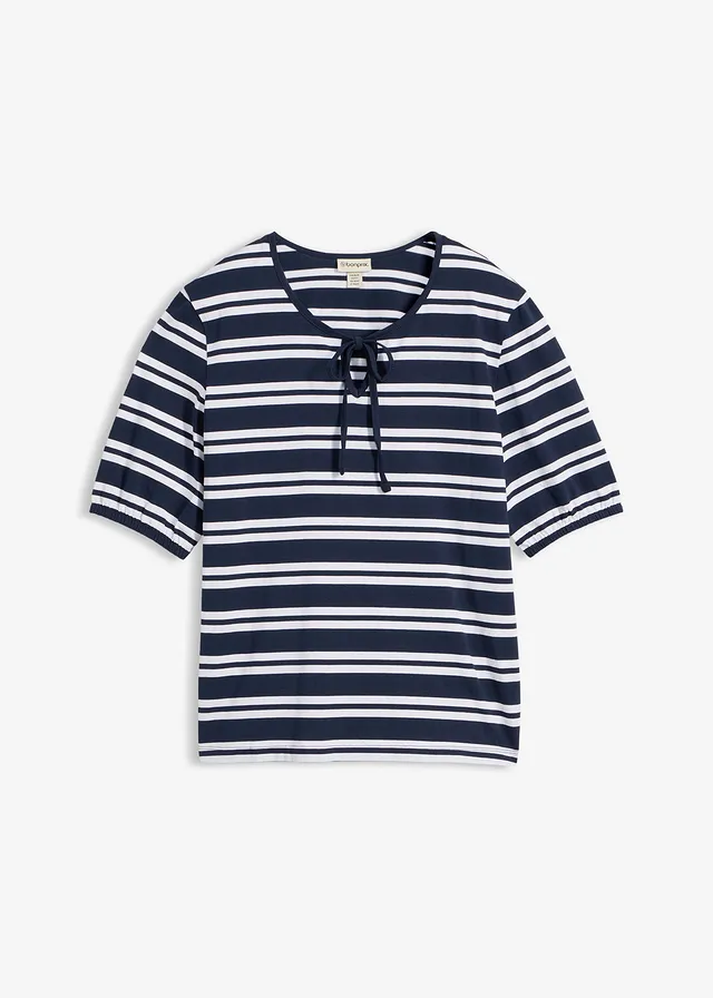 T-shirt van puur biologisch katoen • donkerblauw/wit gestreept • bonprix online shop