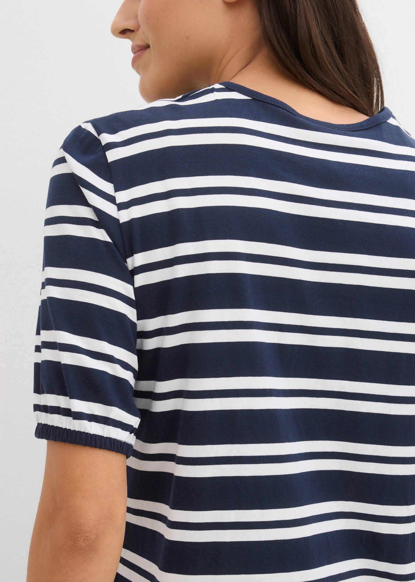 Tricou din bumbac organic 100% • bleumarin/alb dungat • magazin bonprix