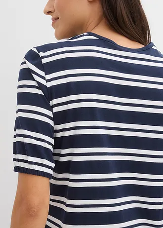 T-shirt 100% coton • bleu foncé/blanc rayé • Boutique bonprix