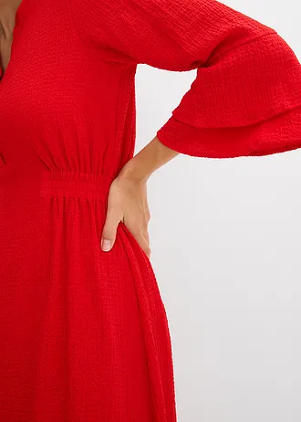 Jurk in een viscosemix • aardbeirood • bonprix online shop