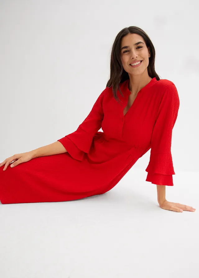 Robe en matière texturée • fraise • product-page.page-title-suffix